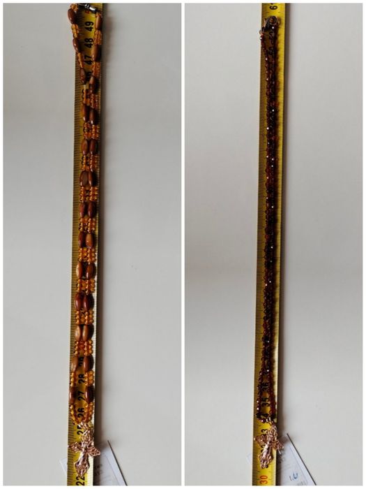 Крестик в позолоте на жгутике, бусах Новый