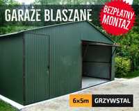 Garaż Blaszany 6x5m - ZIELONY - garaże blaszane, wiaty - Grzyw-Stal -