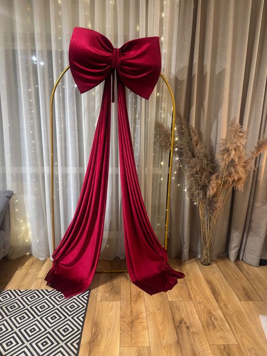 Ozdoby świąteczne. Czerwona , welurowa kokarda . Duża , na święta