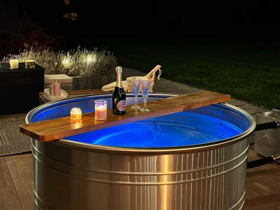 Balia ogrodowa ze stali nierdzewnej - 150x60cm, do kąpieli termalnych