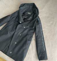 Шерстяное женское пальто, темно-серое, р.36-38, XS-S-M