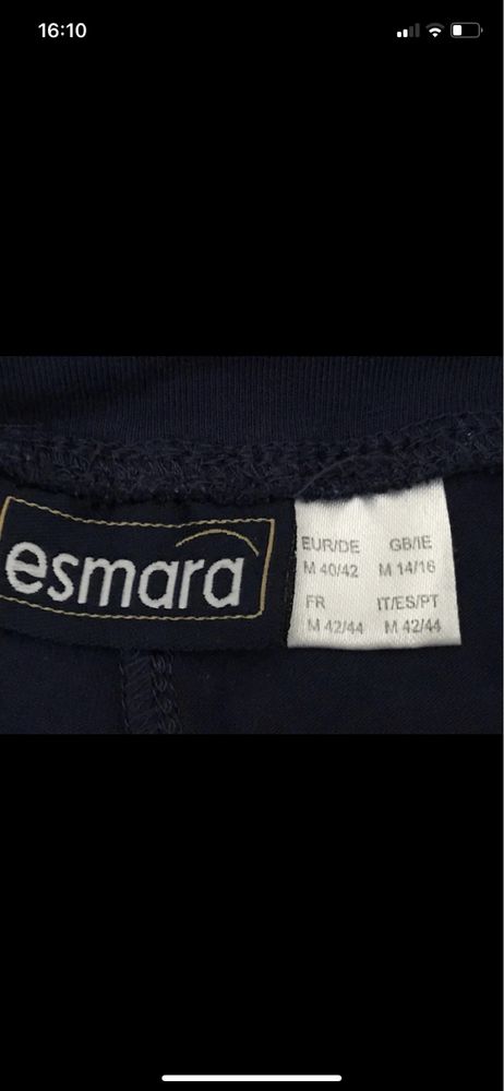 Esmara M 40/42 M Bawełniane spodnie ciążowe granatowe szeroka nogawka