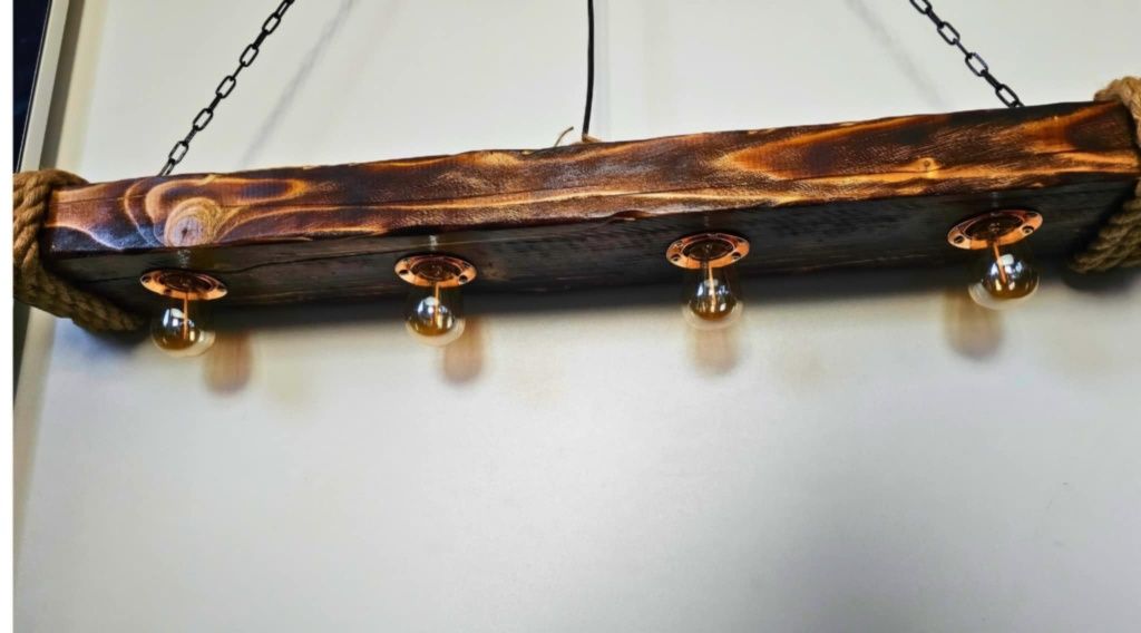 Nowa rustykalna drewniana lampa oświetlenie Loft ręcznie wykonana