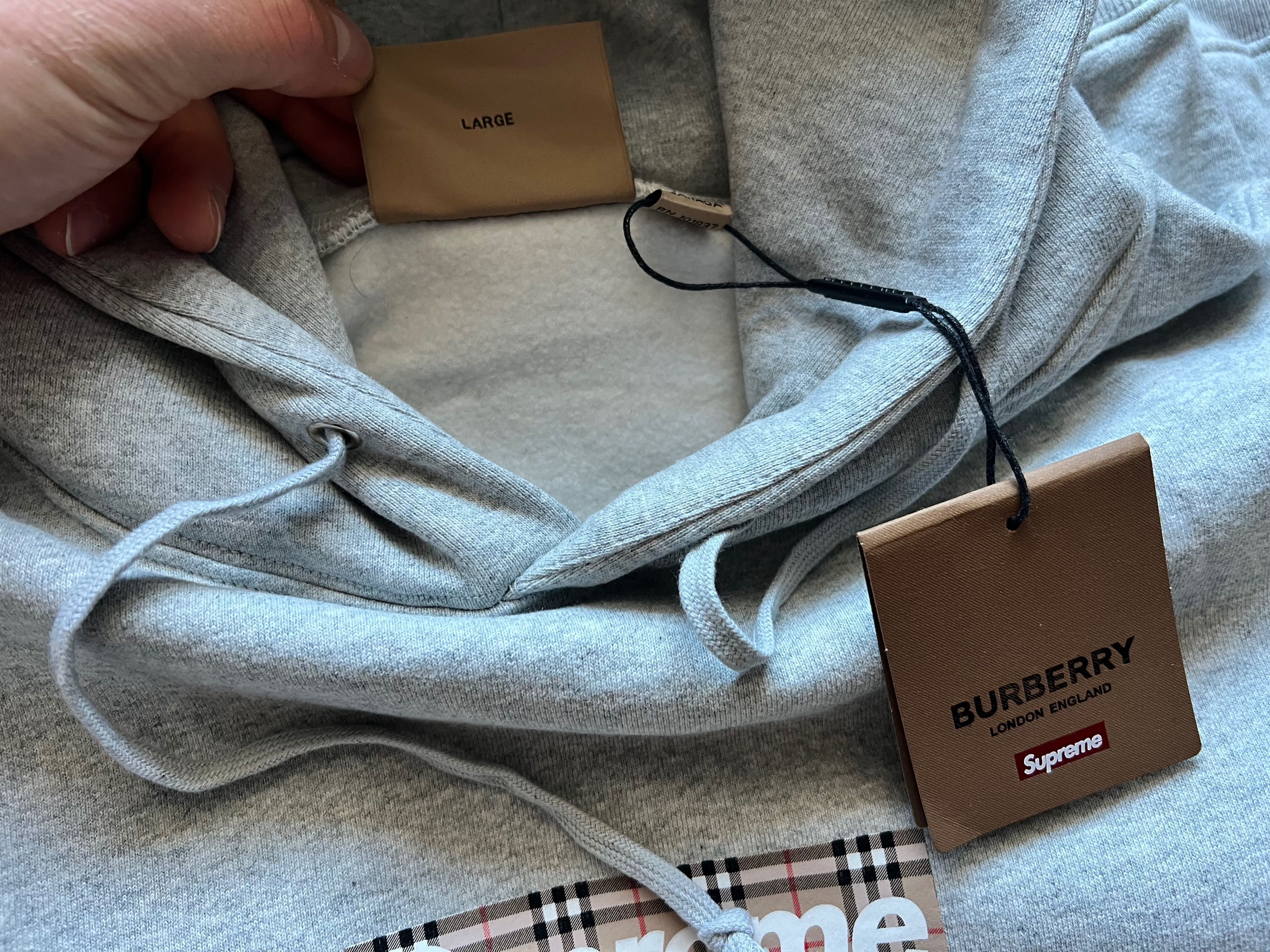Supreme x Burberry box logo hooded sweatshirt Heather Grey L bluza