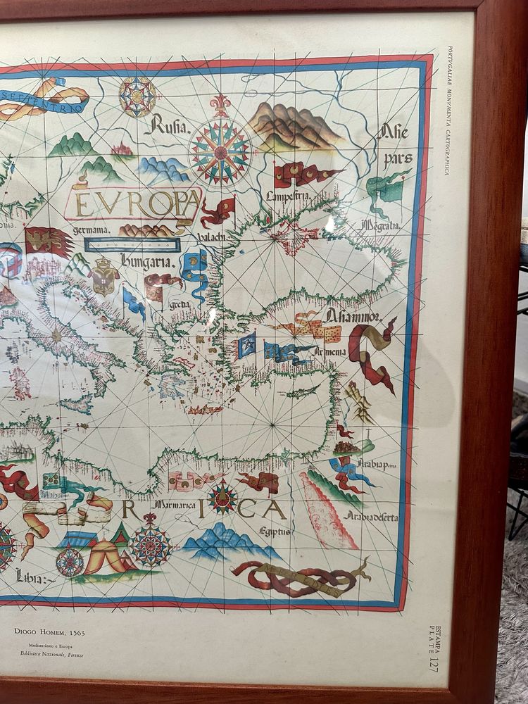 Mapa Europa Antigo Emoldurado (Portulano) - INCM 65 x 55 cm