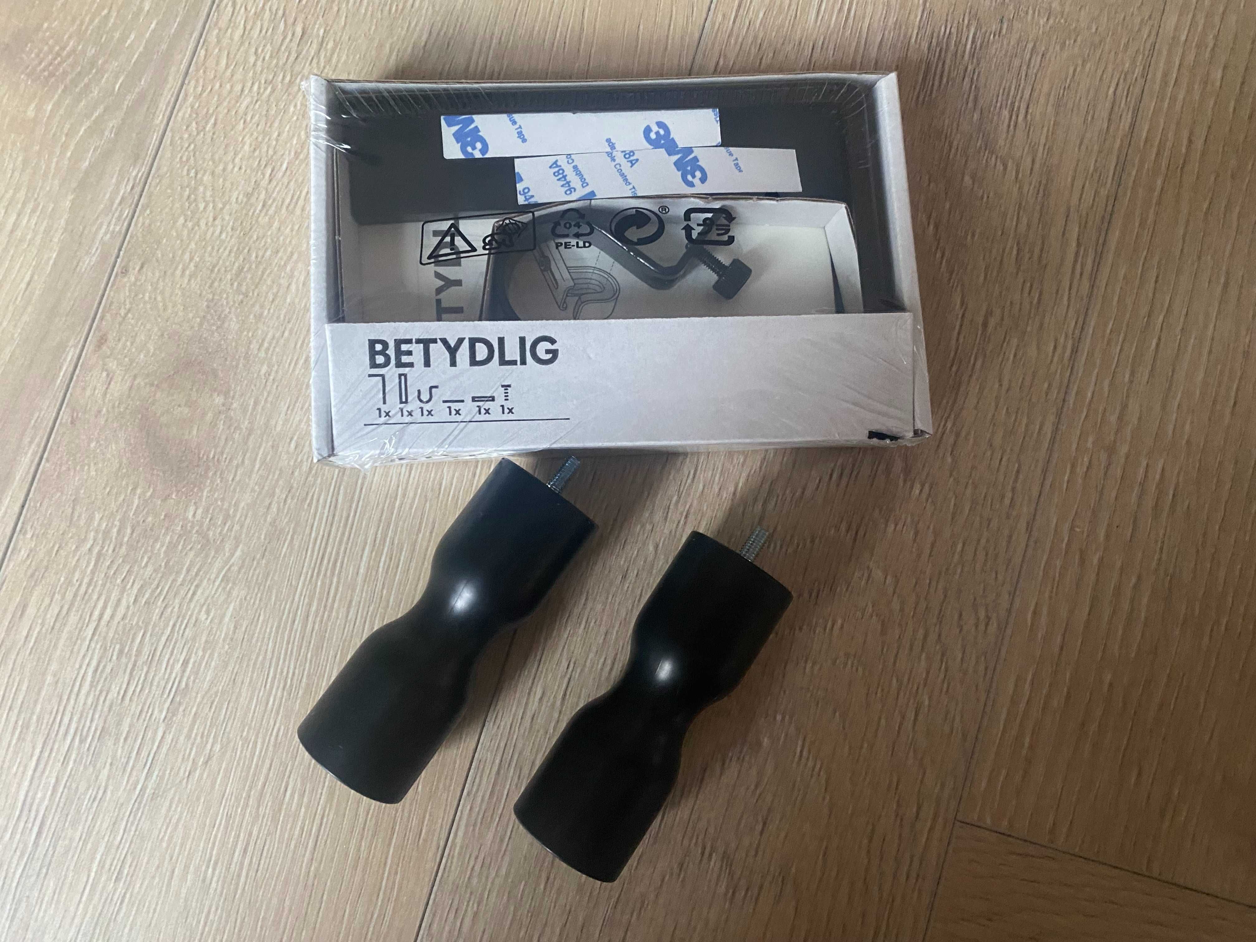 Ikea Betydig Syrlig karnisz czarne końcówka do karnisza kółko żabki