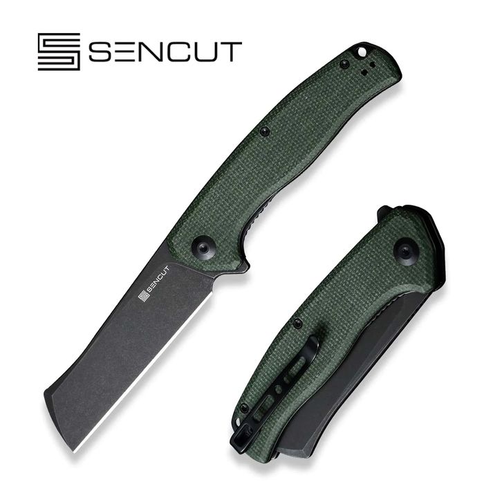 Nóż składany Sencut Traxler Green Canvas Micarta, Black Stonewashed