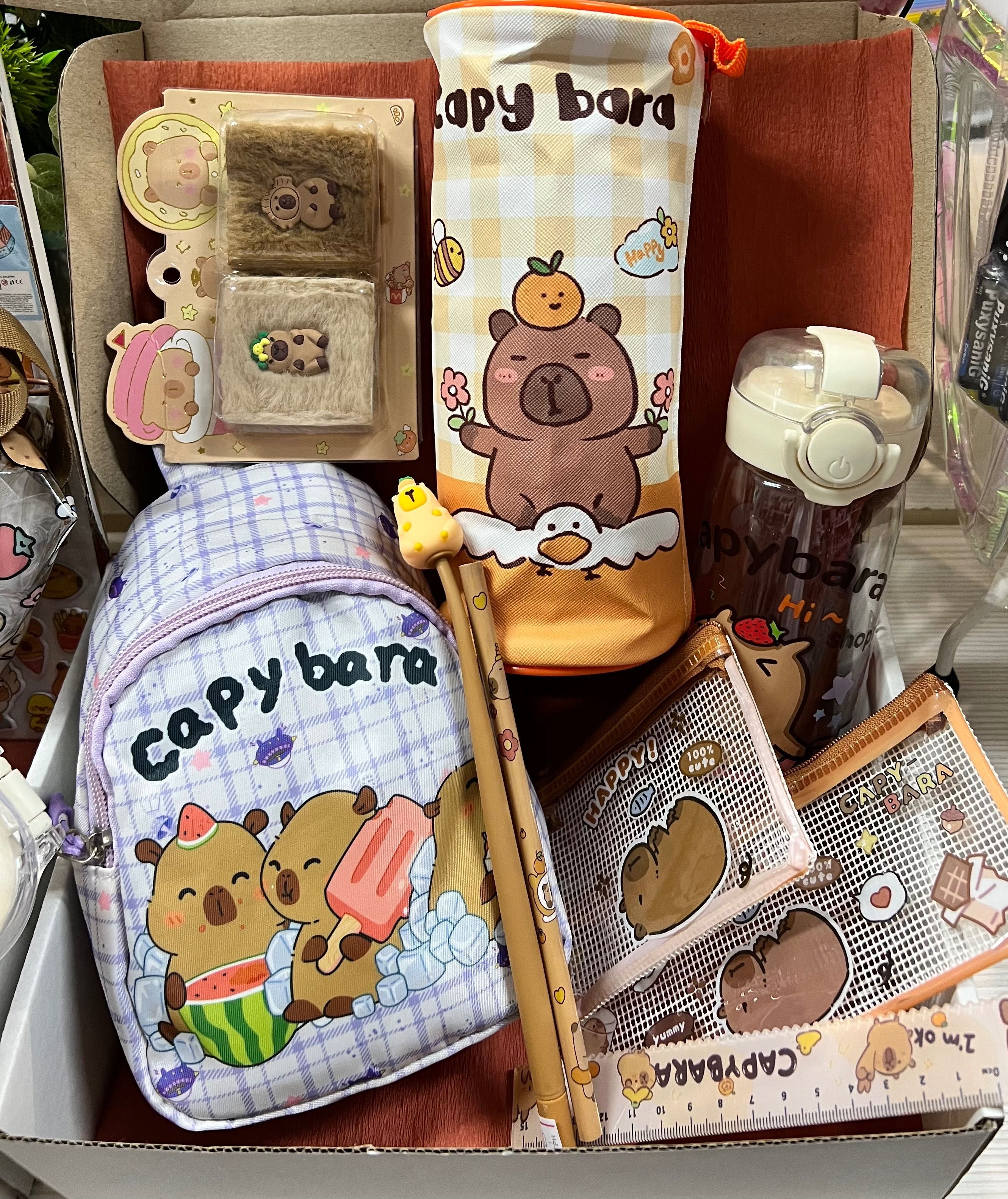 Іграшка капібара capybara подарунковий набір пляшка, сумочки