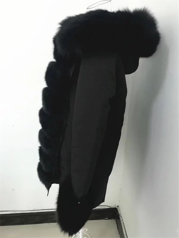 Nowa luksusowa parka z futrem naturalnym z lisa