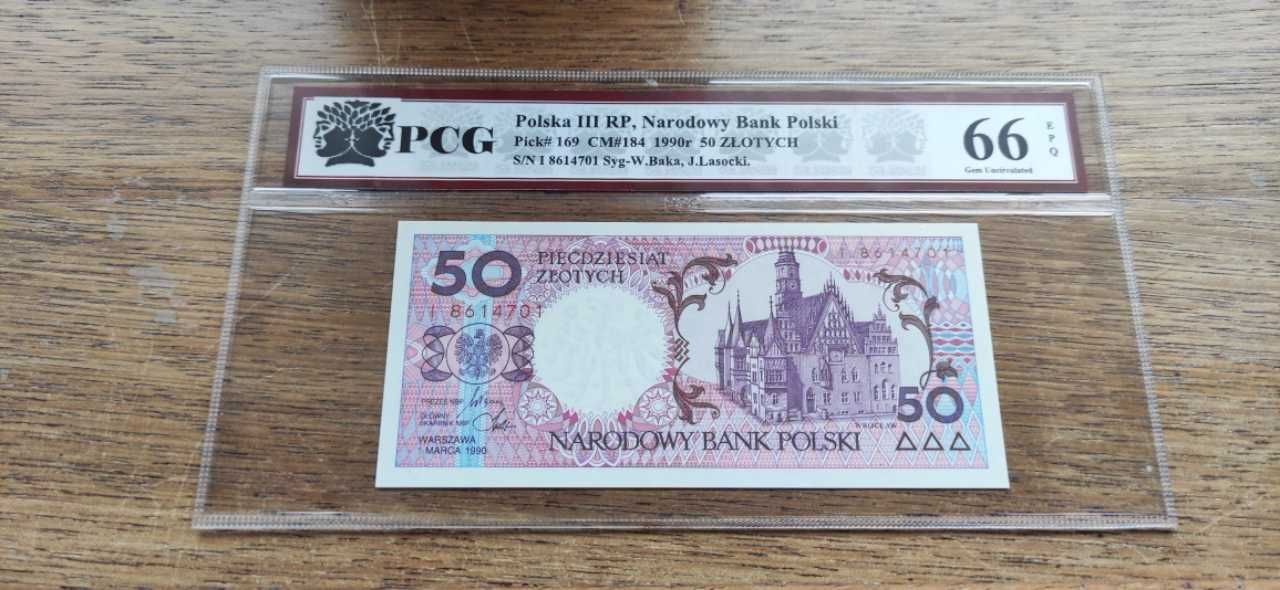 Banknot 50 zł 1990r. - seria "I" - grading PCG 66 EPQ