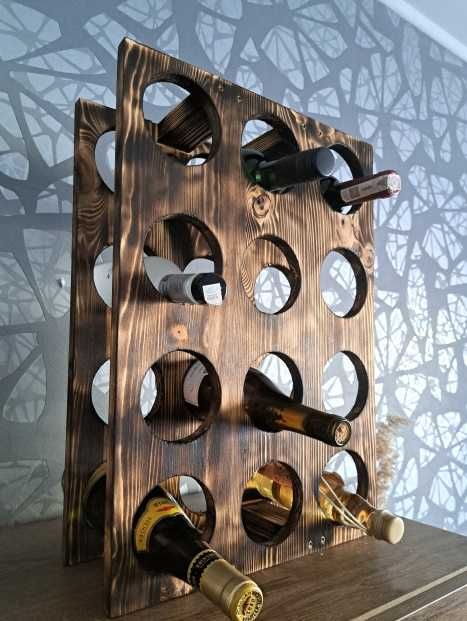 Stojak na butelki drewniany HandMade regał na 12 butelek wina