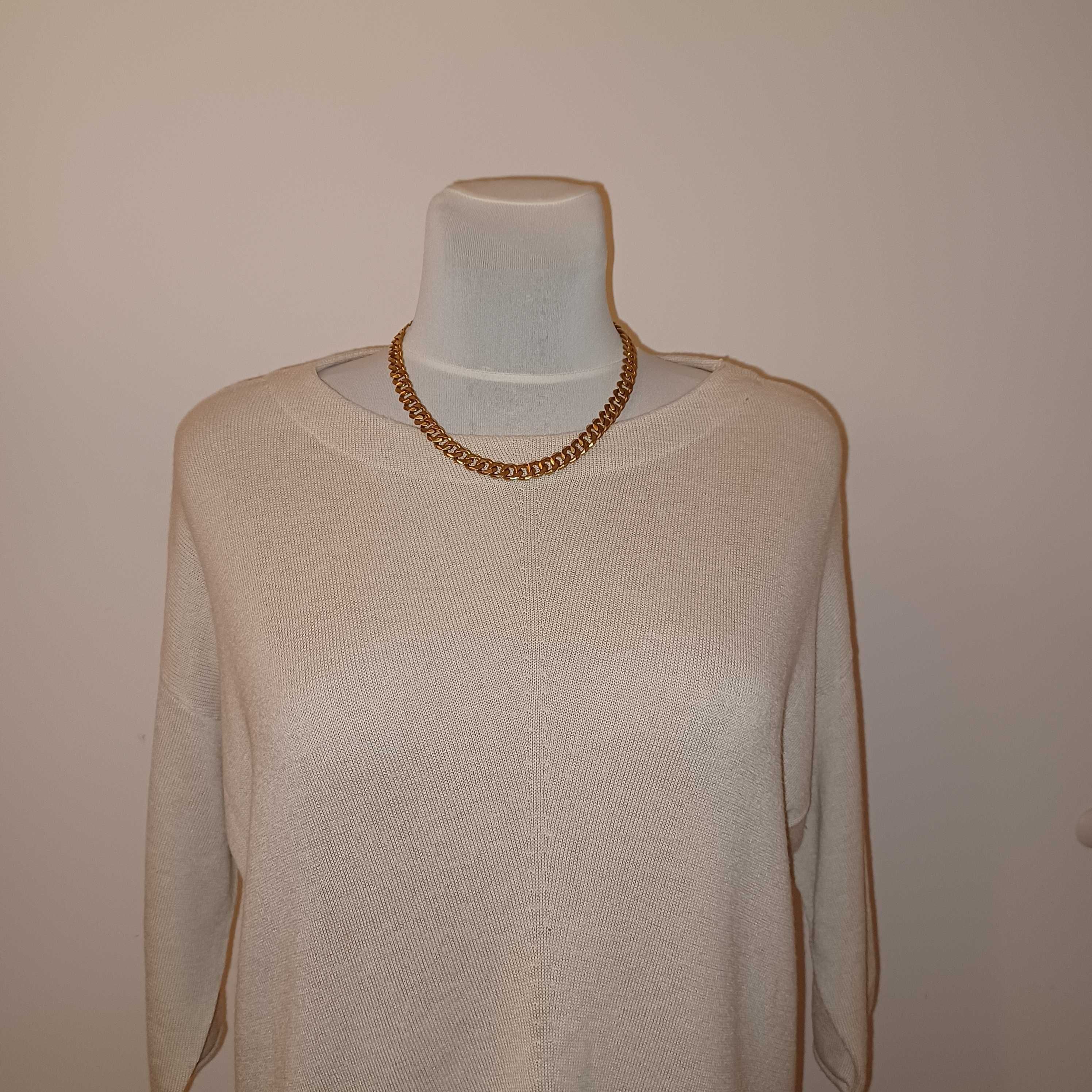 JIGSAW sweter jasny beż 50%wełna+ 50%wiskoza SUPER stan dla M+