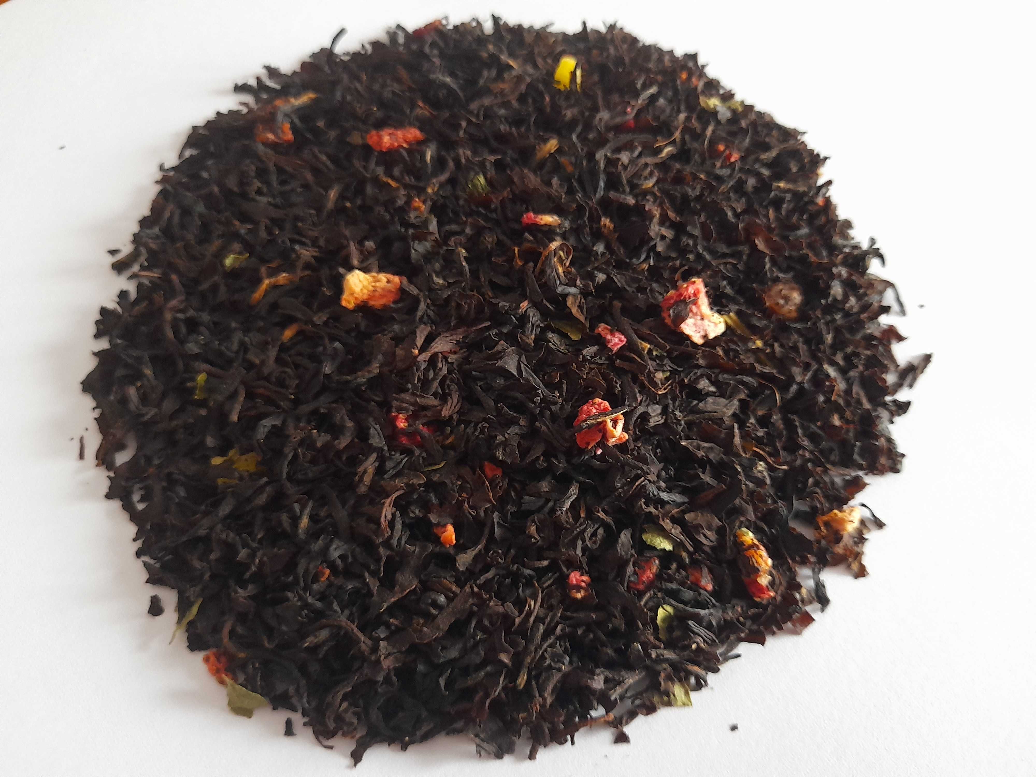 Чорний чай Суниця з вершками ( Черный чай Земляника со сливками )
