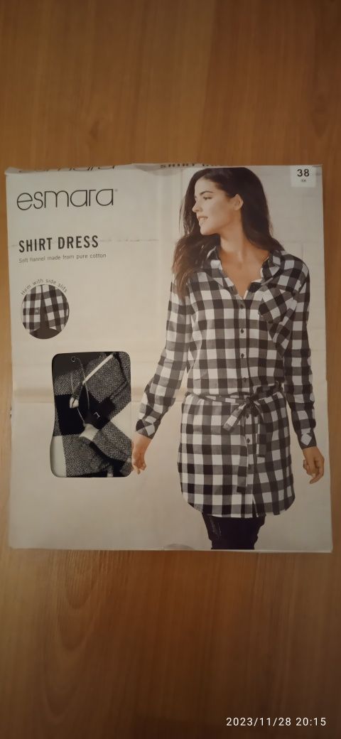 Nowa Tunika / długa flanelowa koszula w kratę r. 38