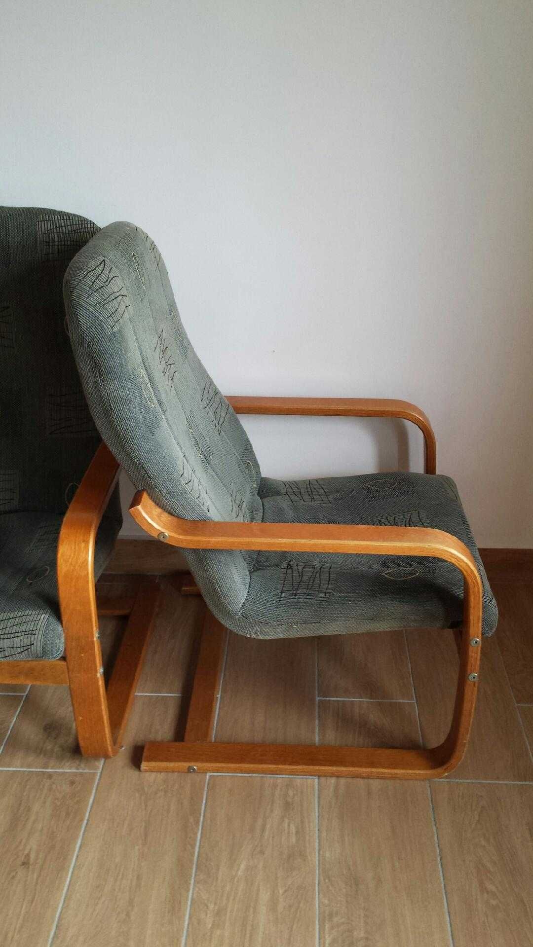 Fotel jak ikea poang, drewno tkanina, zdejmowane pokrycie, 2 sztuki