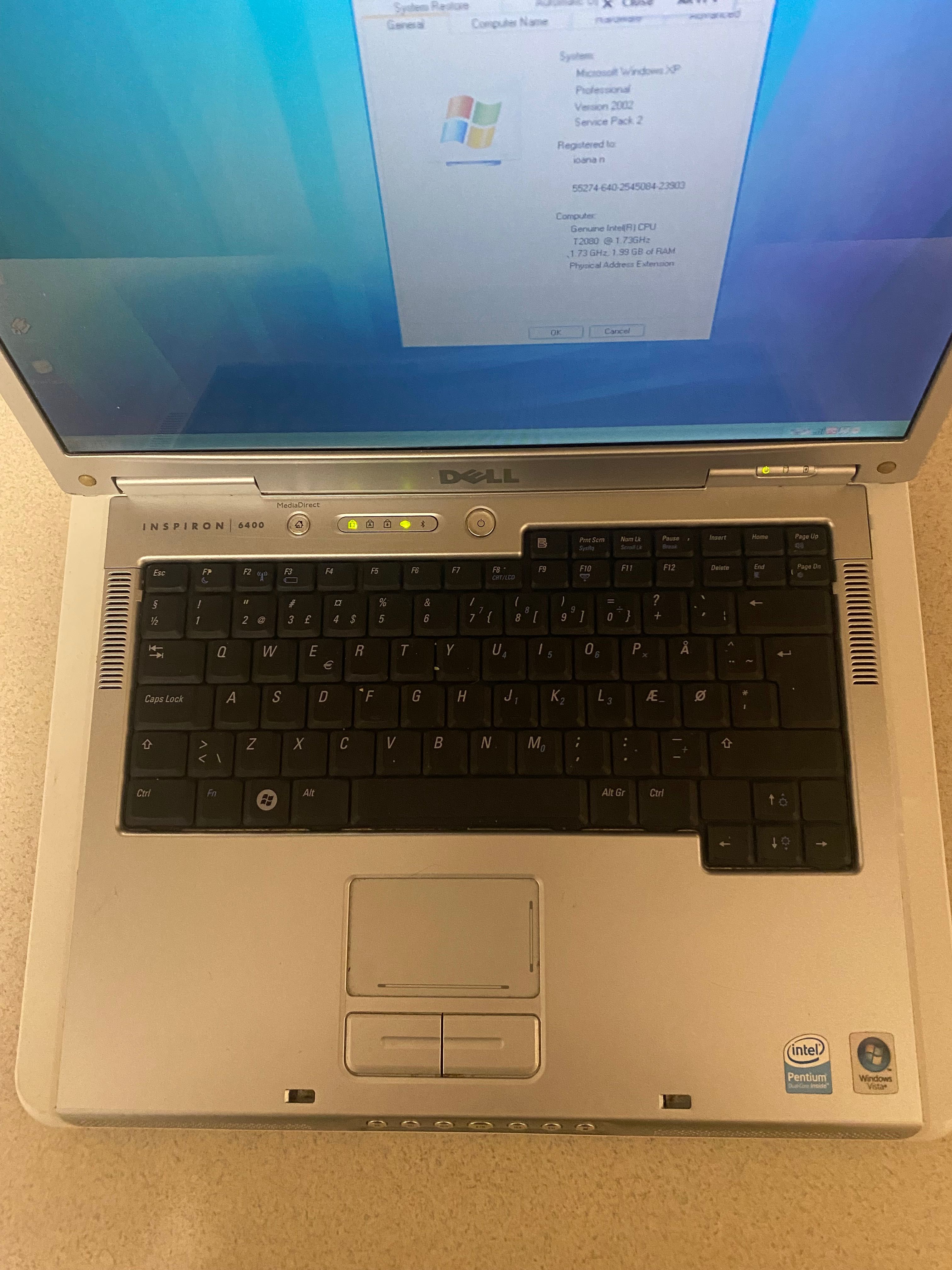 HP Inspiron 6400 RAM 2 GB Intel T2080