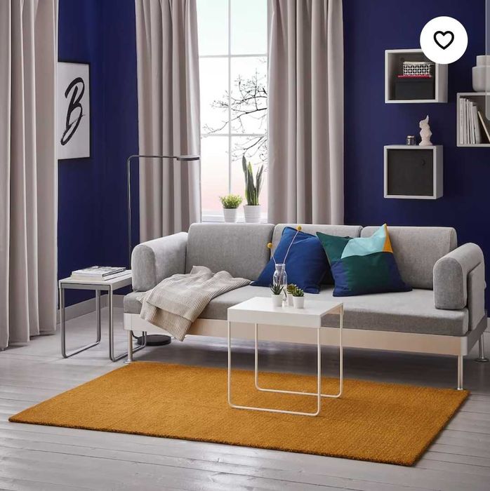 Tapete pelo curto, amarelo, 133x195 cm