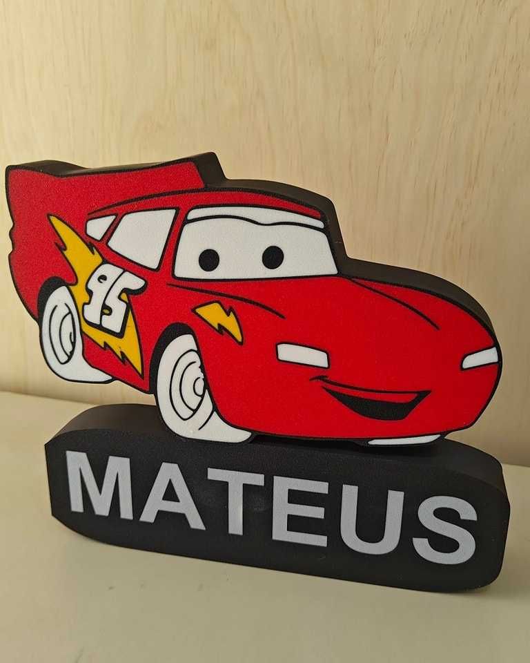 Candeeiro Faisca McQueen com Nome Personalizado
