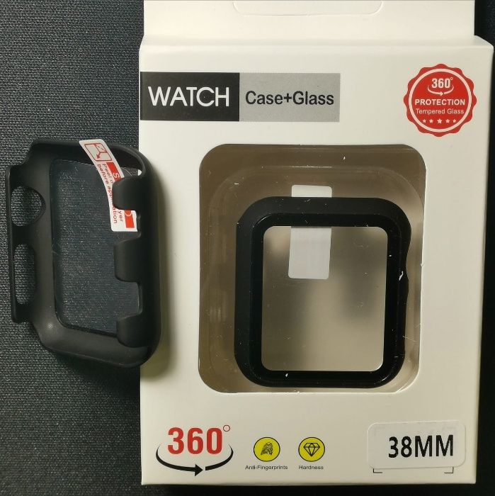 Proteção 360° com película de vidro para Apple watch 38, 40,42,44,45mm