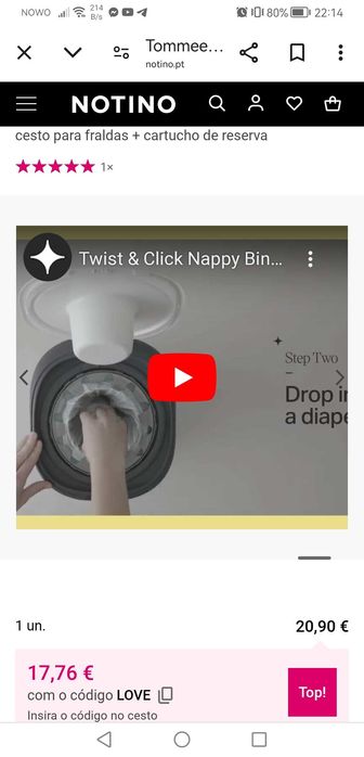 Esterilizador + aquecedor de biberões e balde para fraldas anti-odor