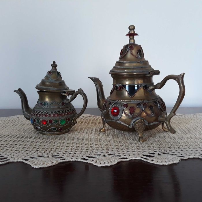 imbryk czajnik mosiężny do kawy herbaty orientalny (zestaw 2 sztuk)