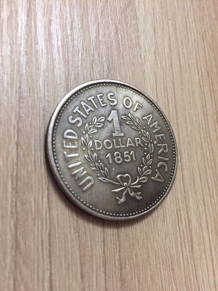 Монета США 1$ 1 доллар 1851год в отличном состоянии