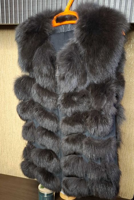 Натуральная  песец Жилетка трансформер