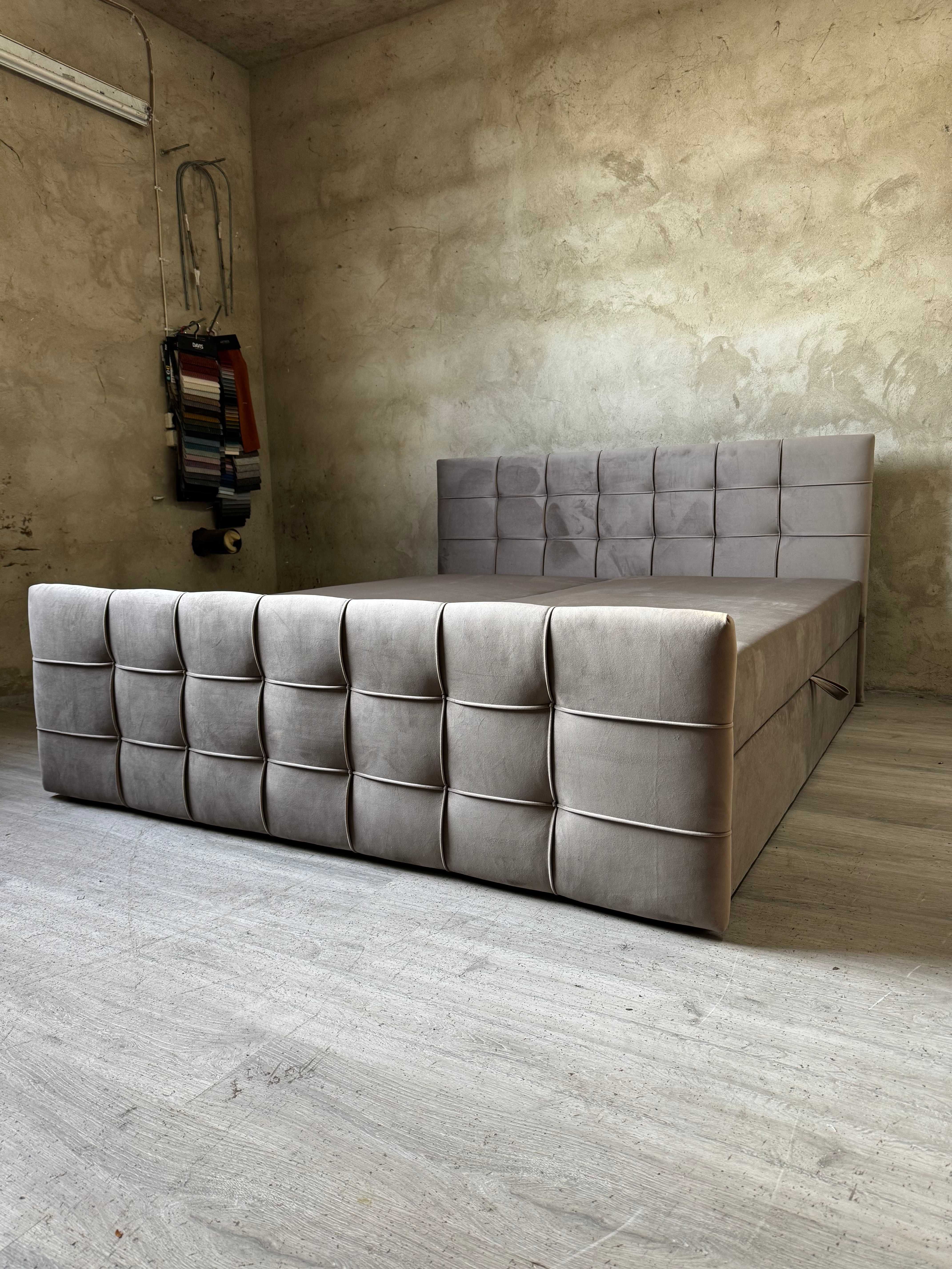 Łóżko kontynentalne Milano pikowane welurowe 140/160/180x200