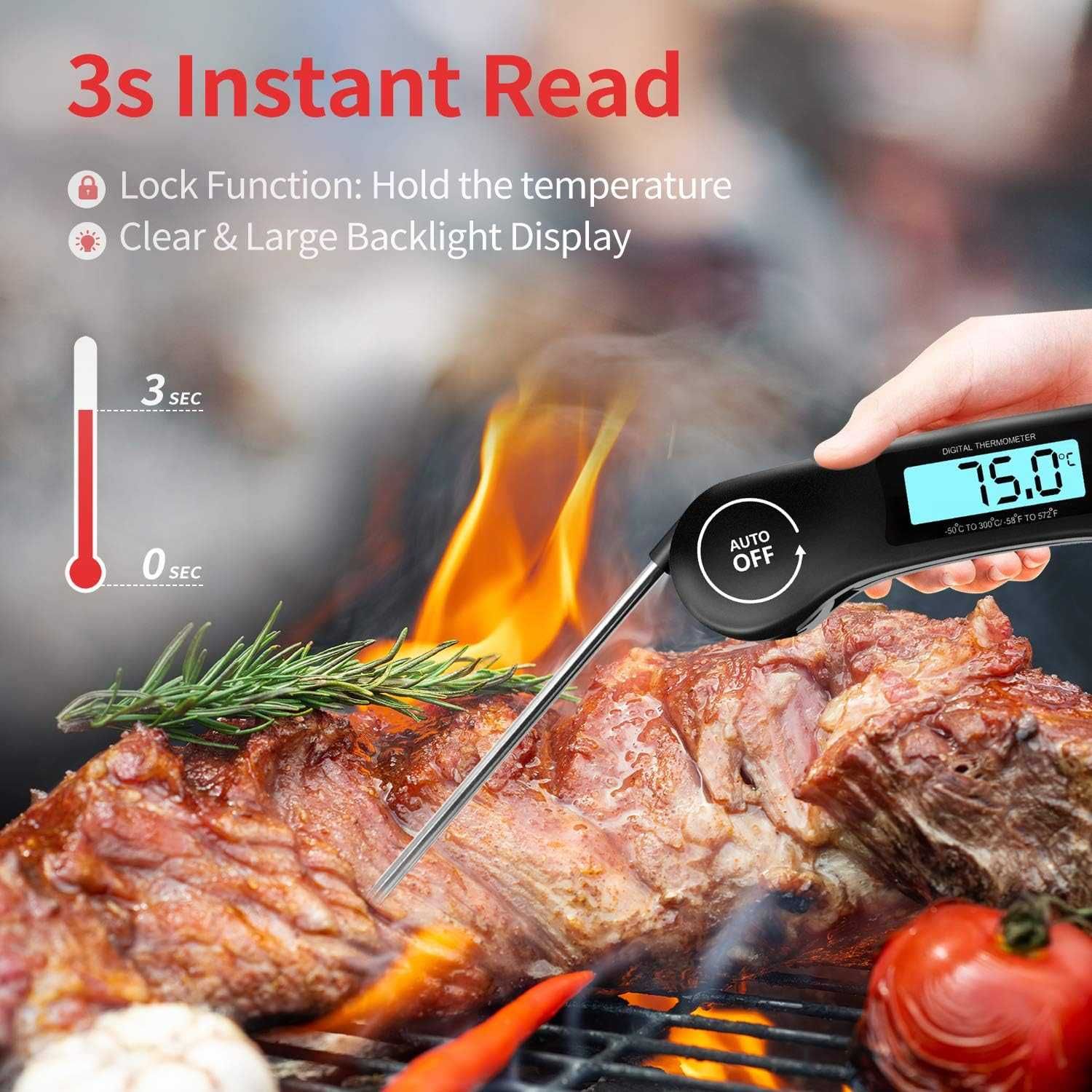 DOQAUS Termometr kuchenny do grillowania mięsa cyfrowy sonda LCD BBQ
