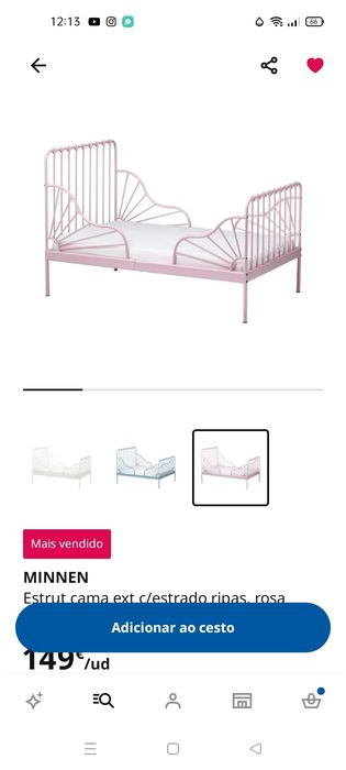 Cama extensível IKEA rosa Minnen