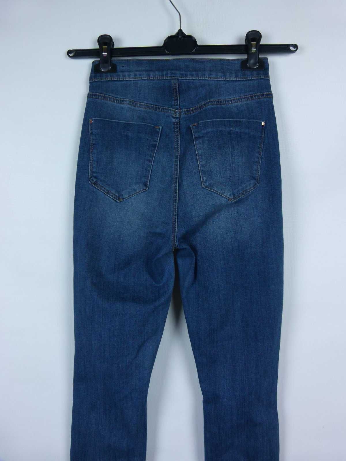 Spodnie jeans wysoki stan przetarcia - XXS / XS