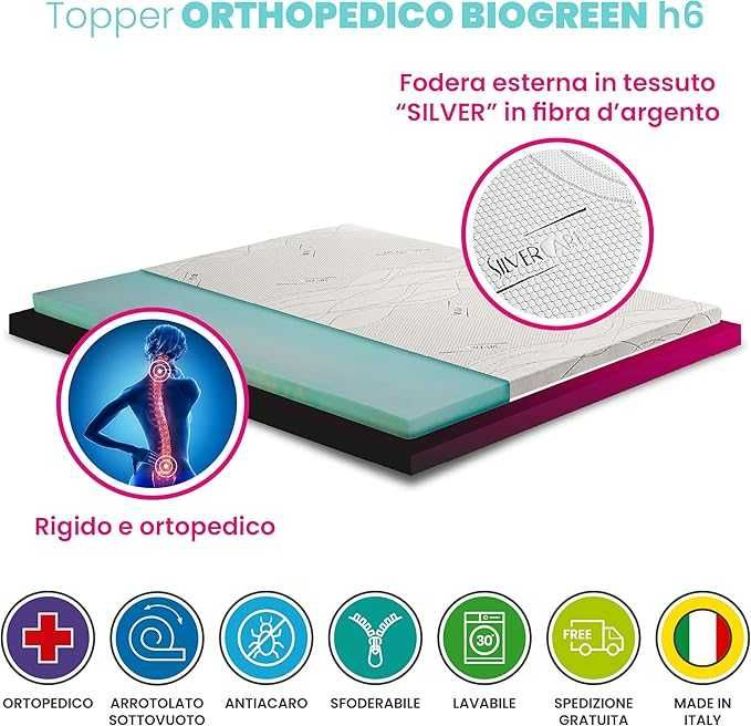 Materac korekcyjny Biogreen 80x190 cm, twardy topper ortopedyczny