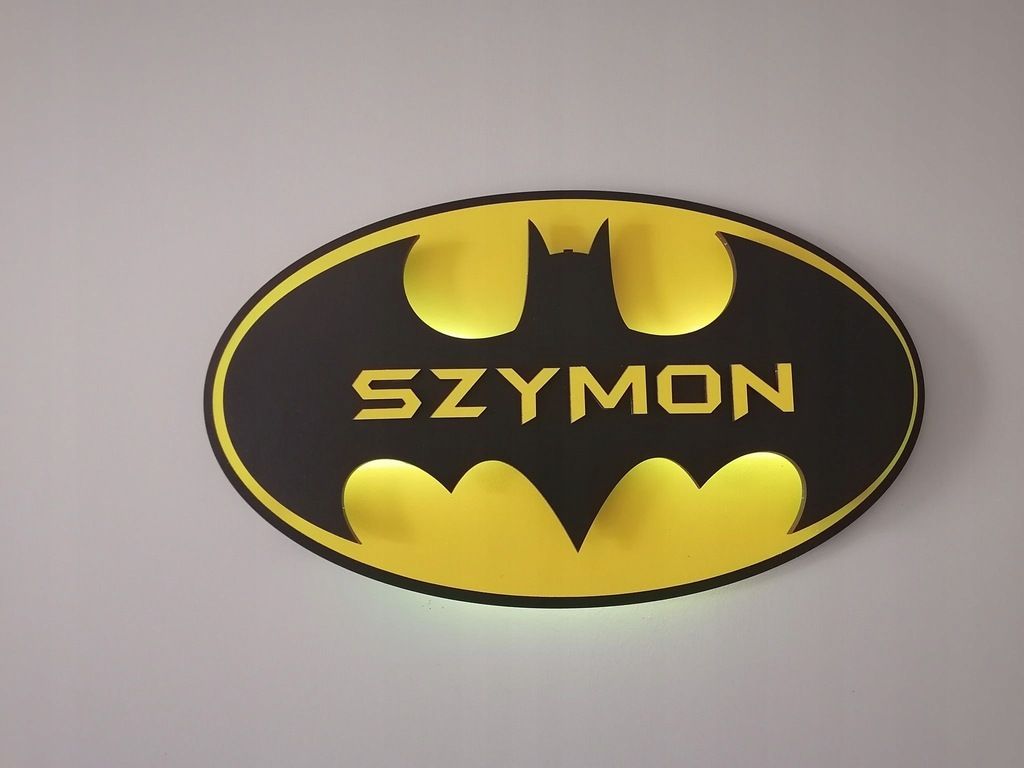 Lampka nocna BATMAN na ścianę dla dziecka LED IMIĘ