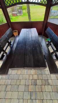 Stół drewniany z bali