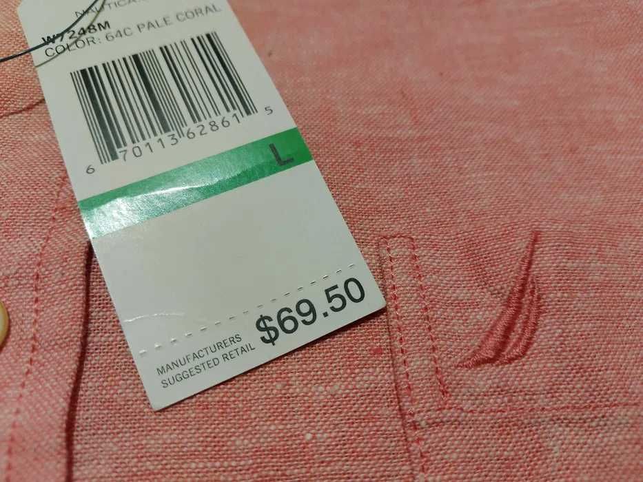 NAUTICA USA - NOWA! z Metkami Koszula Męska Lniana kr/rękaw rozmiar L