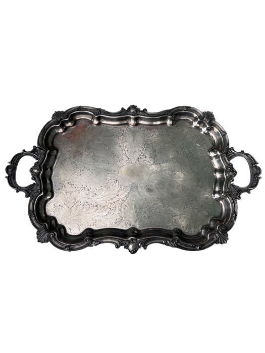 Duża taca platerowana Goldfeder Silver Birmingham na stopkach B052522