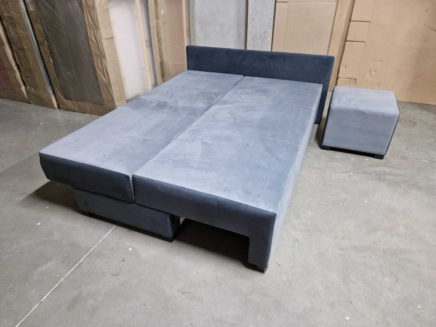 NOWA sofa narożna z pufą BONNELL funkcja spania + duży schowek automat
