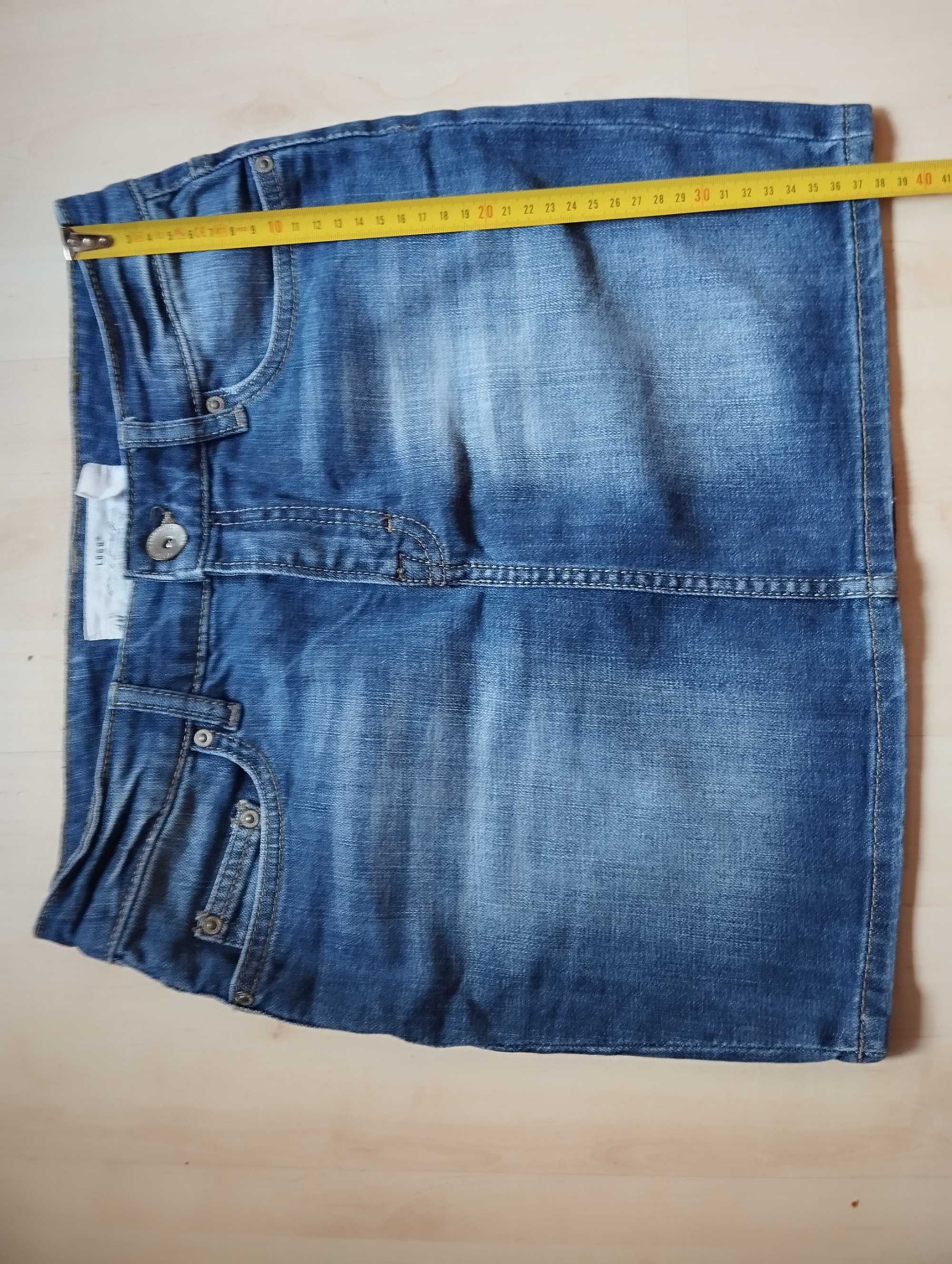 spódniczka jeansowa niebieska przecierana XS H&M jasnoniebieska vintag