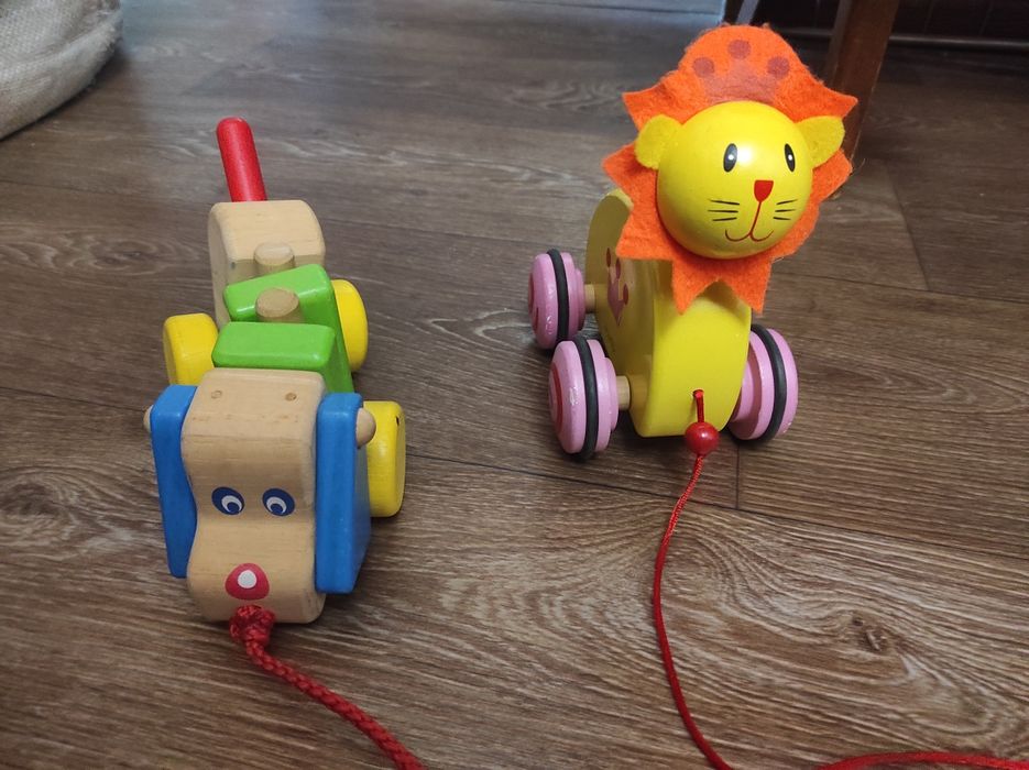 Каталка деревянная лев львёнок принцесса собачка