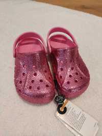 Nowe buty chodaki sandałki klapki Crocs J1 32-33 (20 cm) brokatowe
