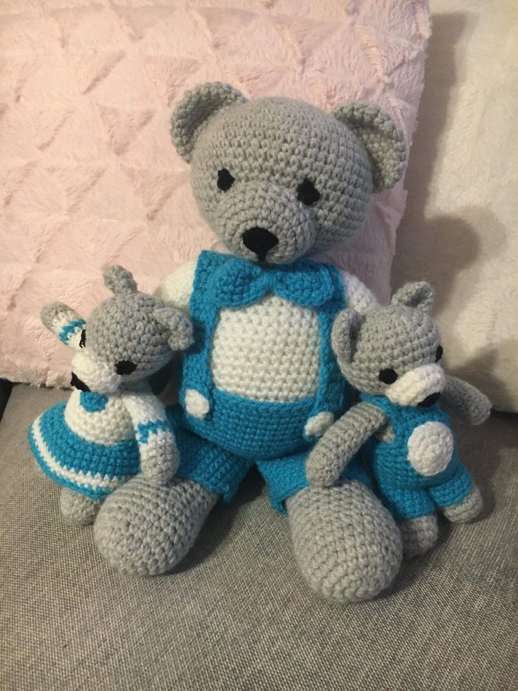 Hand made miś, ręcznie robiony, Przytulanka, rodzinka, amigurumi