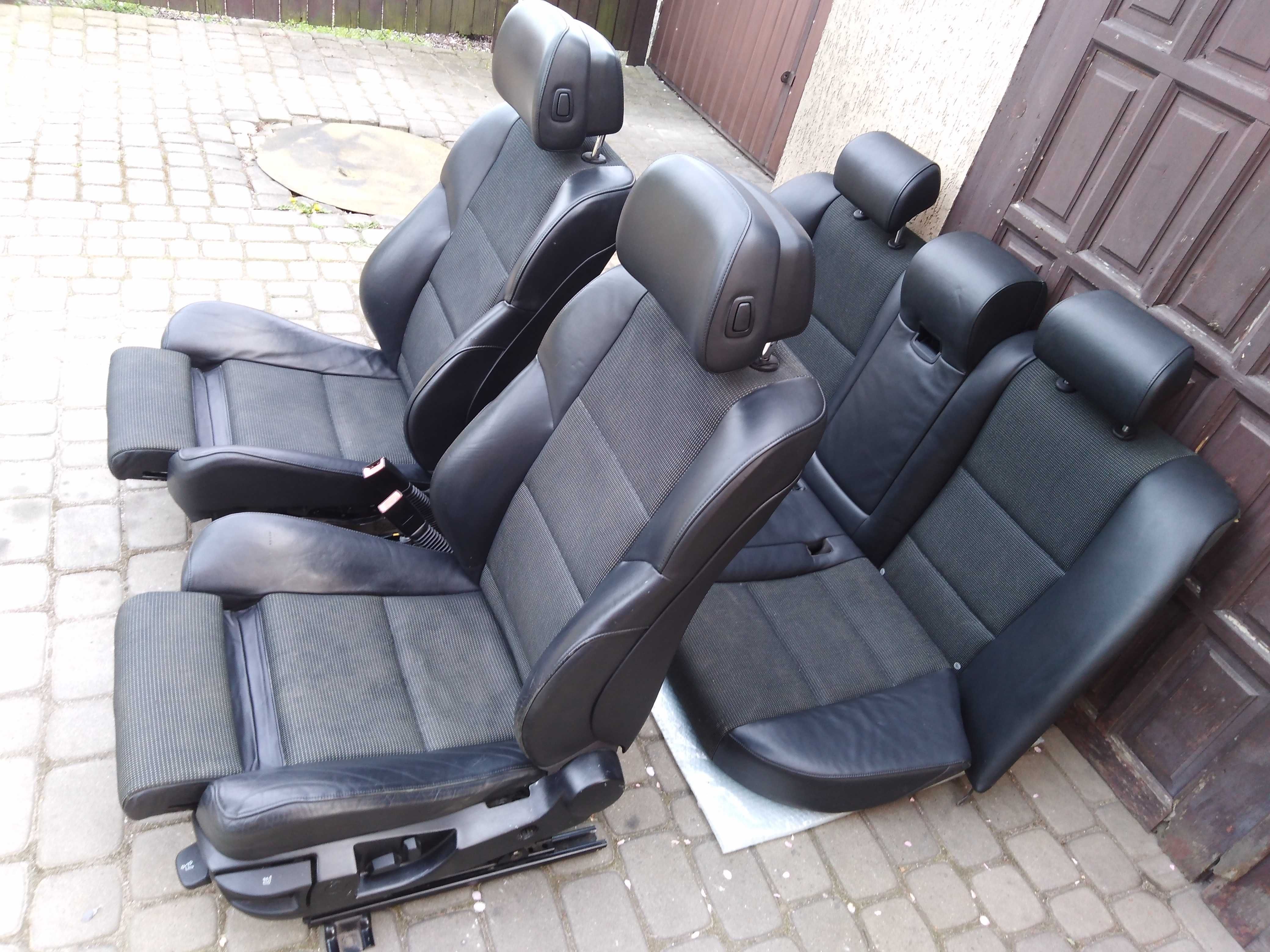 Fotele BMW E60 M-Pakiet Sportsitze Pół-Skóra wysuwane aktywne zagłówki