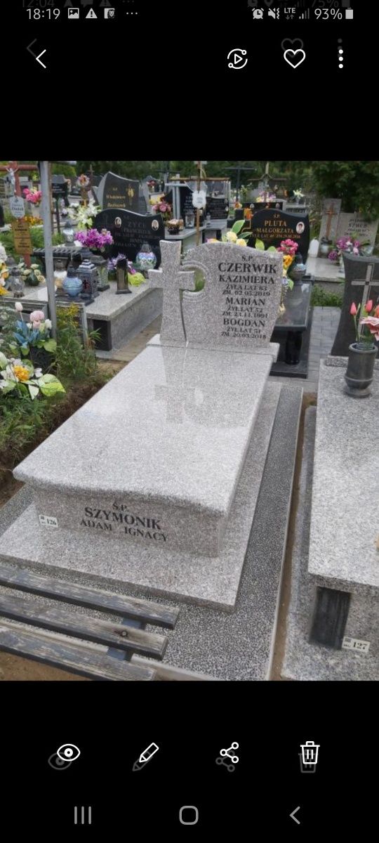 4500 zł nagrobek z montażem, litery. Nagrobki pomniki Ryczów