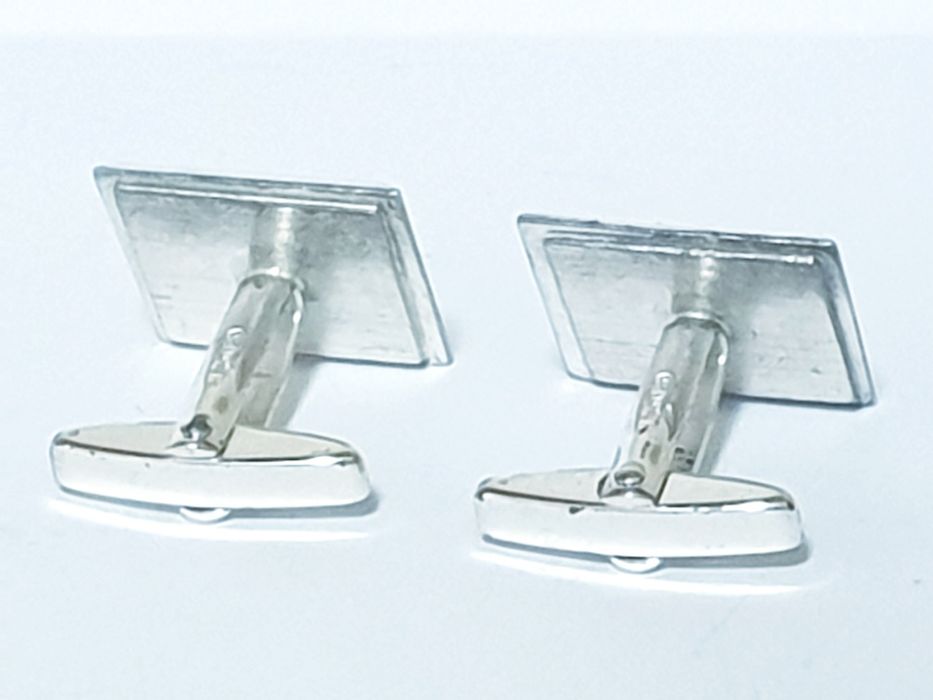 Fantásticos botões de punho vintage em prata contrastada F. Scheuerle