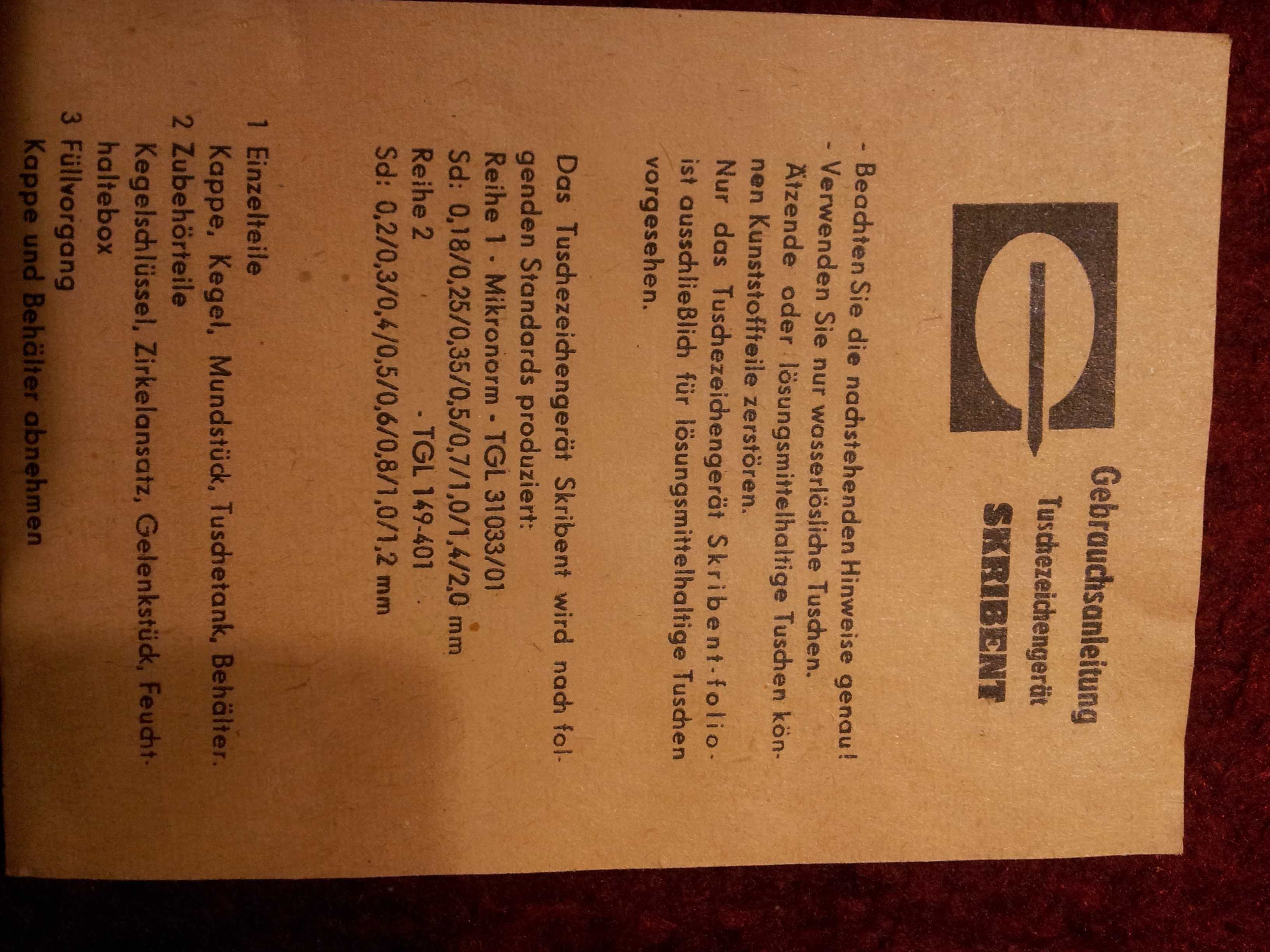 Historyczne vintage, niemieckie rapidografy SKRIBENT mikronorm
