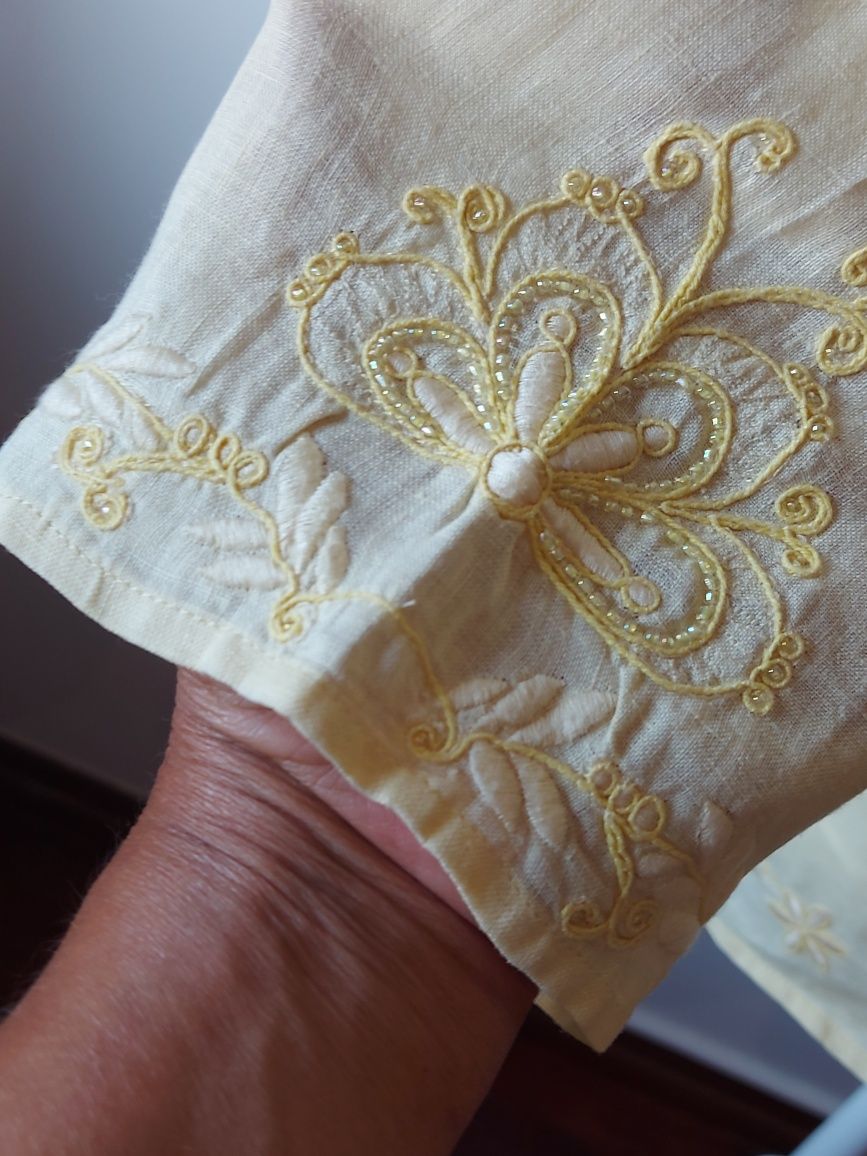 Túnica Amarelo Claro bordada - Zara - Tam° S