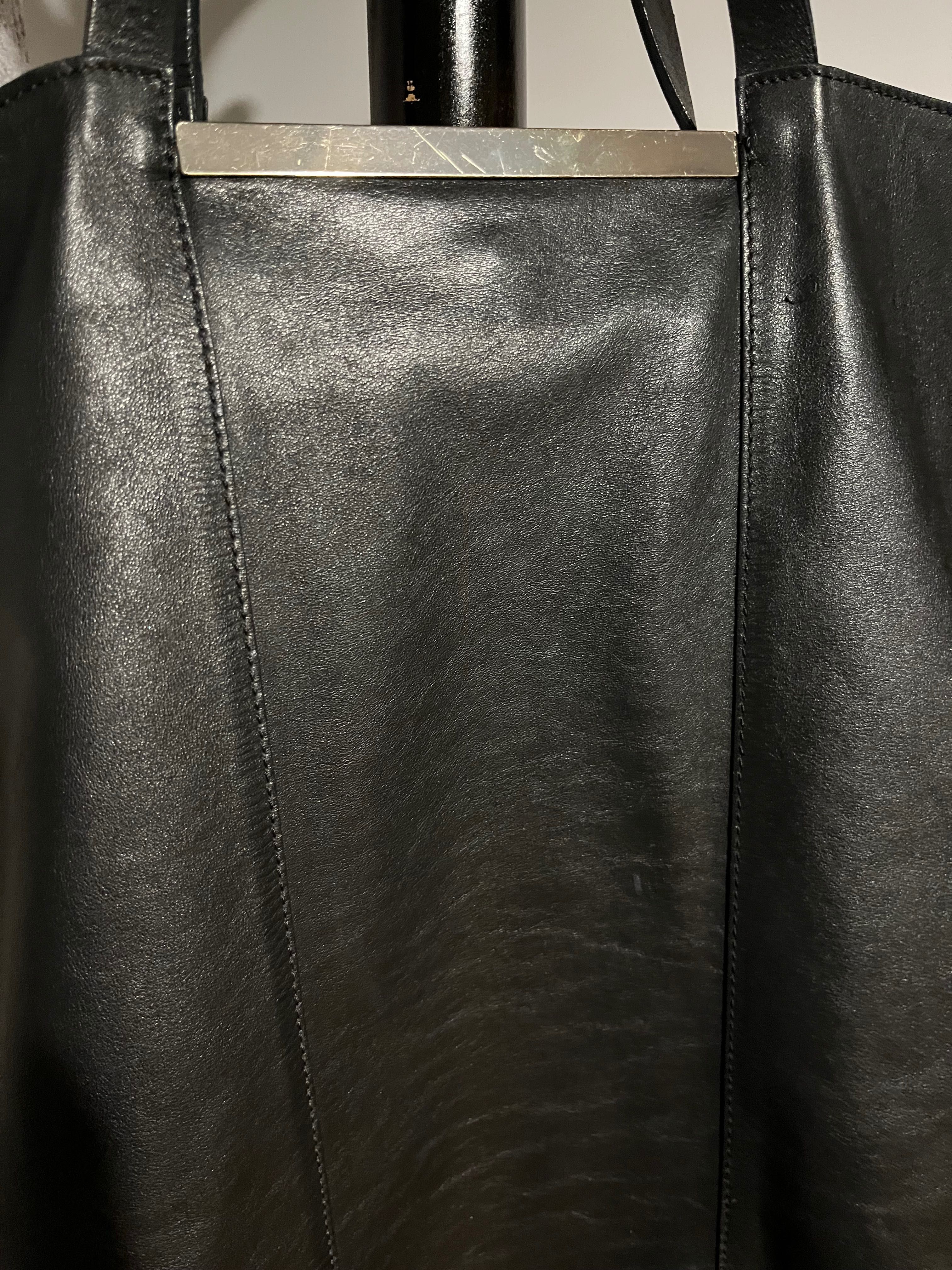 Torebka shopper bag Mango worek skóra naturalna