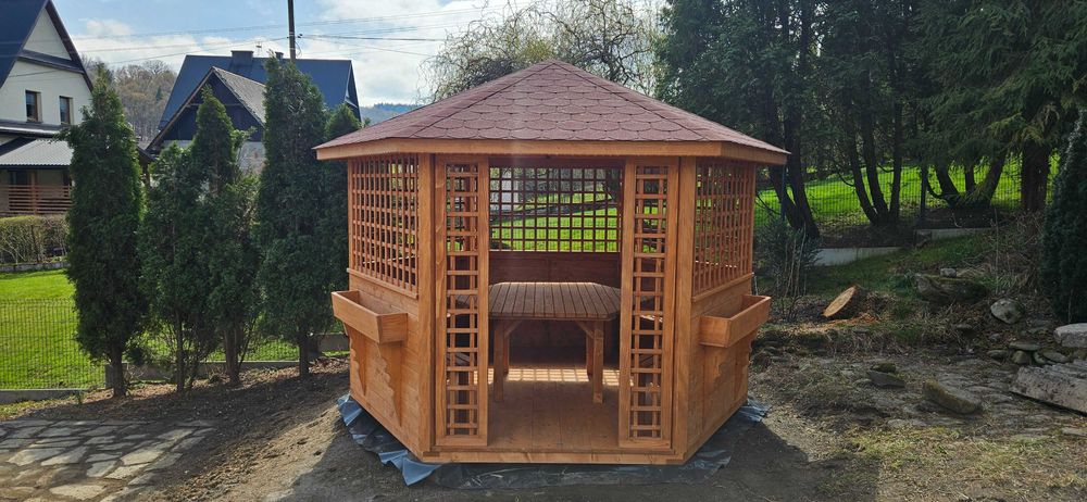 Altana ogrodowa altany drewniane sześciokątna wiata domek zadaszenie