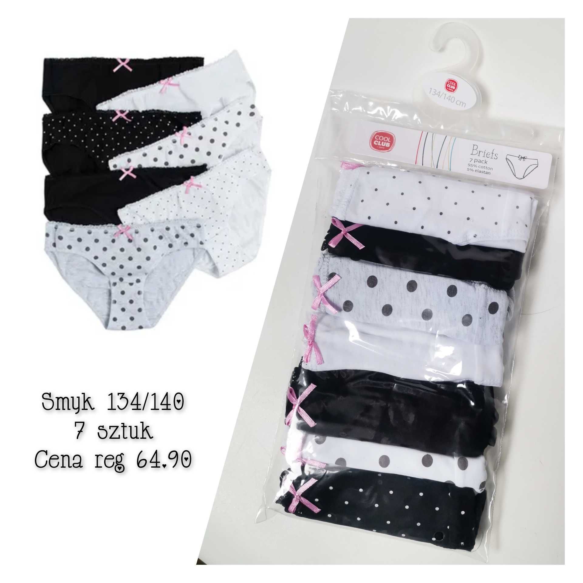 7 szt Smyk Nowe Majtki 134/140 majtki Smyk zestaw majtki Cool Club