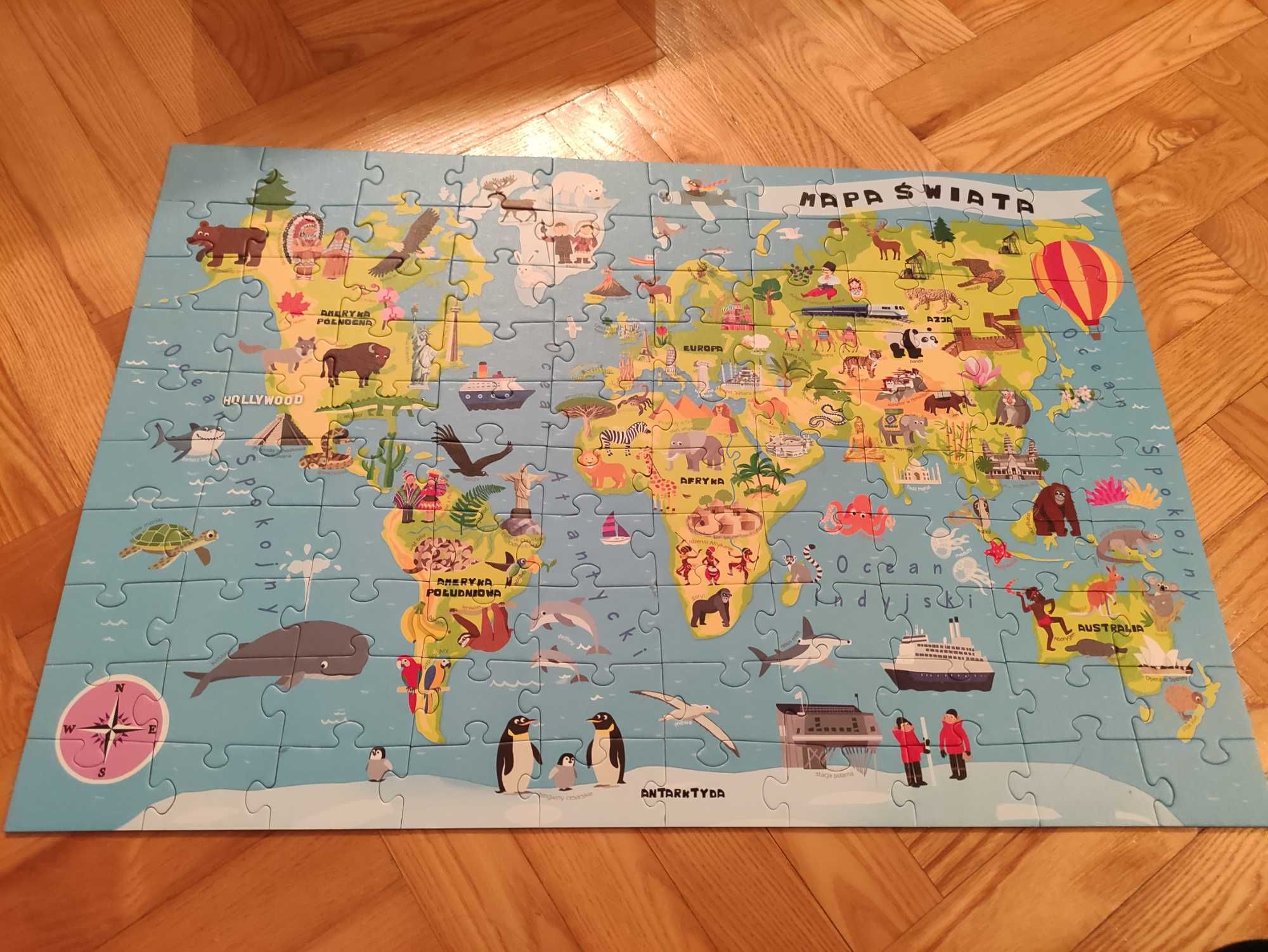 Puzzle Trefl, mapa świata 100 kawałków